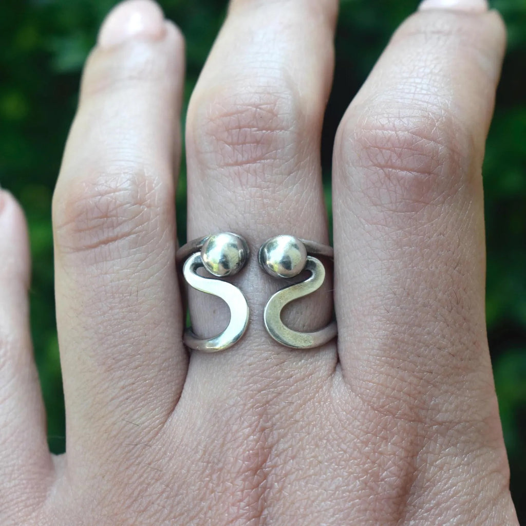 Vintage Sterling Silver Modernist Ring c.1970s