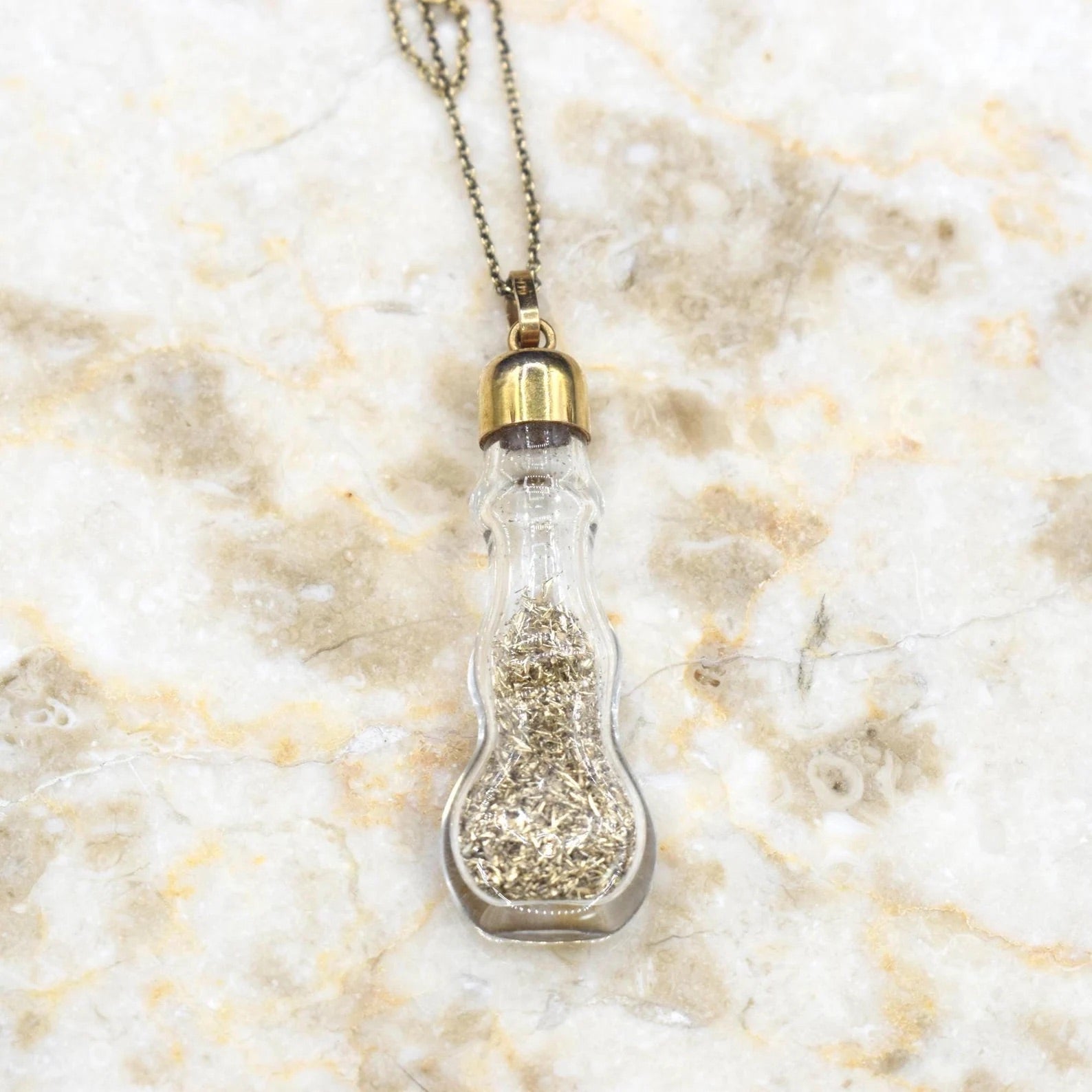 Vintage 14k Gold Flake Bottle Pendant c.1970s