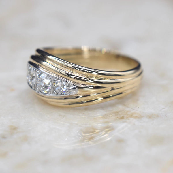 Vintage Mid-Century 14k Gold Ring with .60 ctw Old European Cut Diamonds