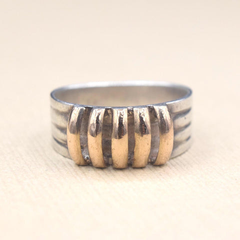 Vintage Modernist Platinum and 18k Gold Ring c.1970s