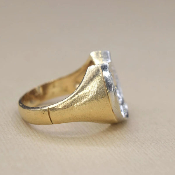 Vintage 14k Gold and Diamond Horseshoe Ring c.1970s