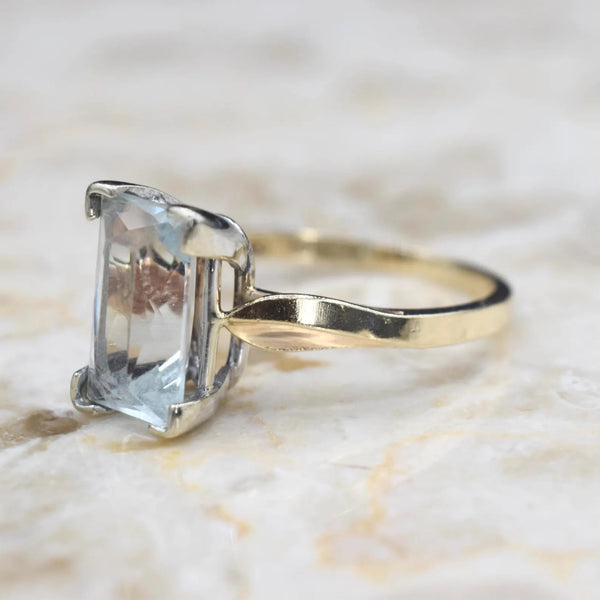 Vintage Mid-Century 14k Gold 3.70 ct Aquamarine Ring