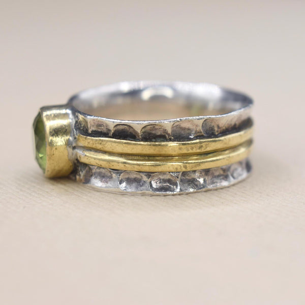 Vintage Peridot Sterling Silver and Brass Ring