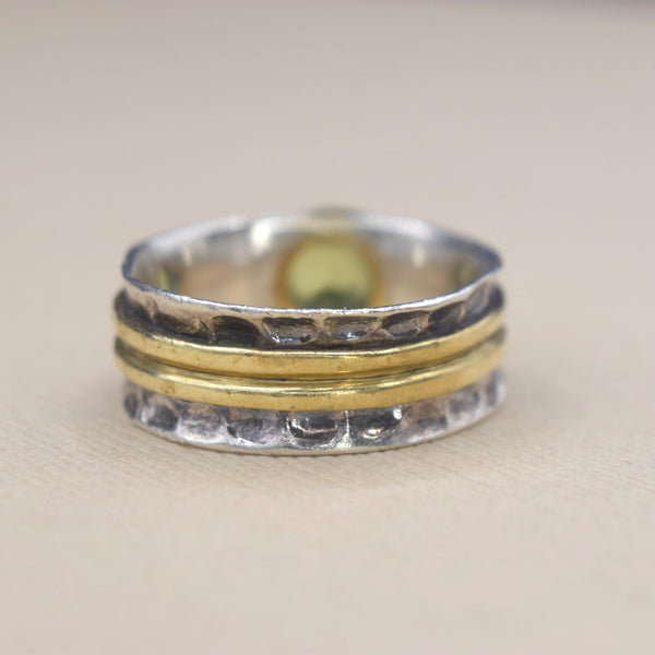 Vintage Peridot Sterling Silver and Brass Ring