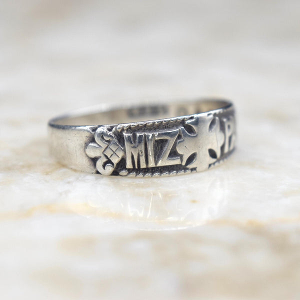 Antique Victorian Sterling Silver MIZPAH Ring English Hallmarks 1897