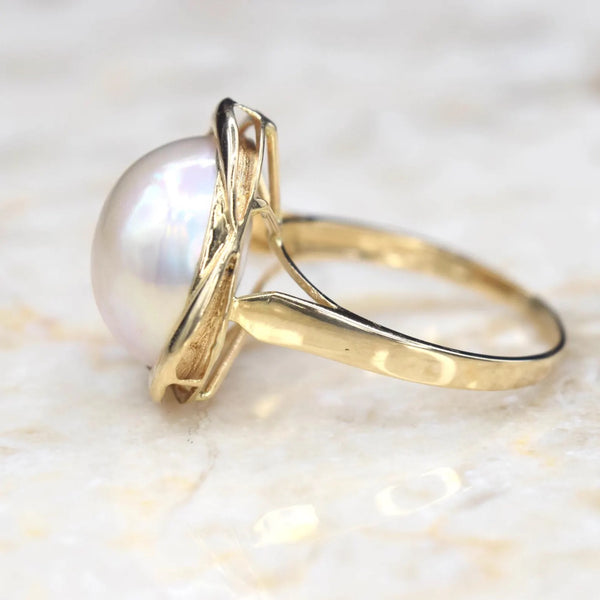 Vintage 14k Gold Mabe Pearl Ring