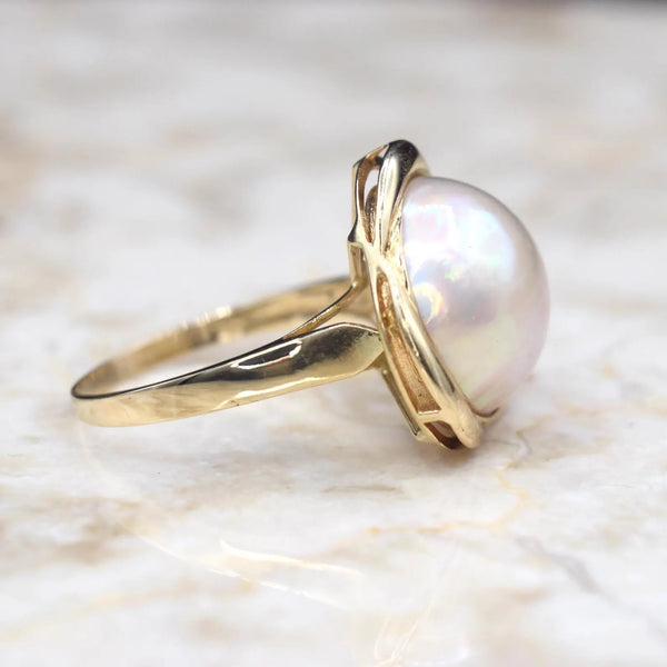 Vintage 14k Gold Mabe Pearl Ring