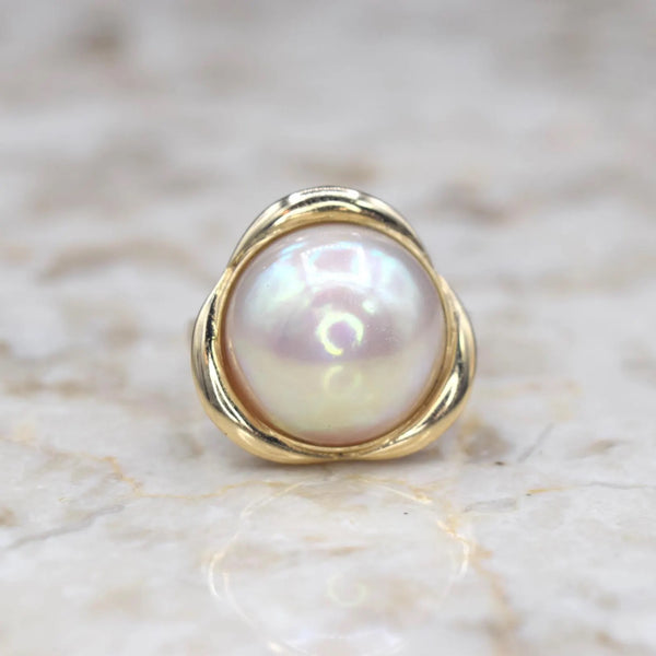 Vintage 14k Gold Mabe Pearl Ring