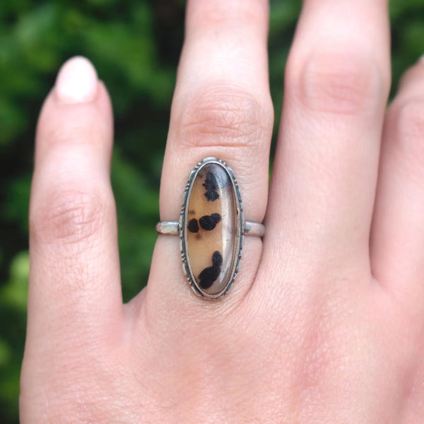 Vintage Sterling Silver Agate Ring c.1930s