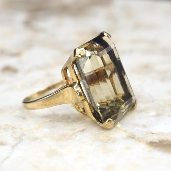 Vintage 30.69 ct Smoky Quartz Cocktail Ring c.1970s