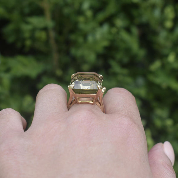 Vintage 30.69 ct Smoky Quartz Cocktail Ring c.1970s