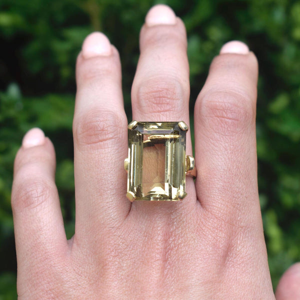 Vintage 30.69 ct Smoky Quartz Cocktail Ring c.1970s