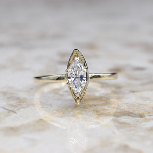 Vintage 14k Gold .50 ct Marquise Cut Diamond Ring c.1970s