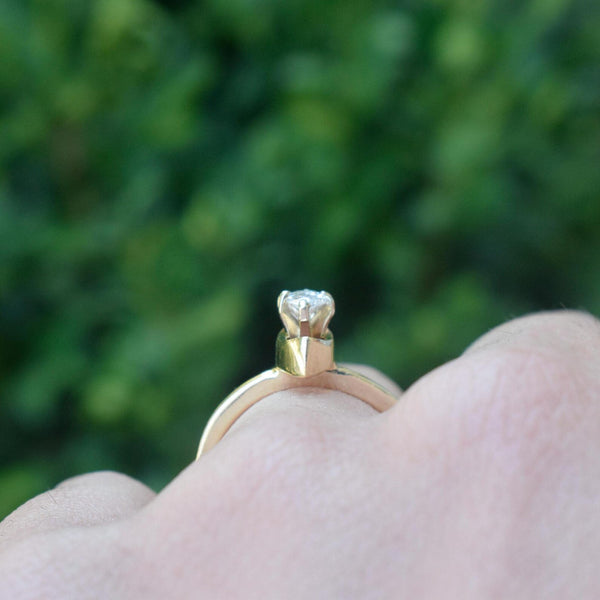 Vintage 14k Gold .50 ct Marquise Cut Diamond Ring c.1970s