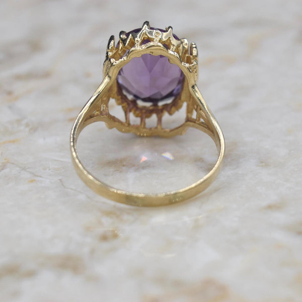 Vintage 14k Amethyst Egyptian Revival Sphinx Ring c.1970s