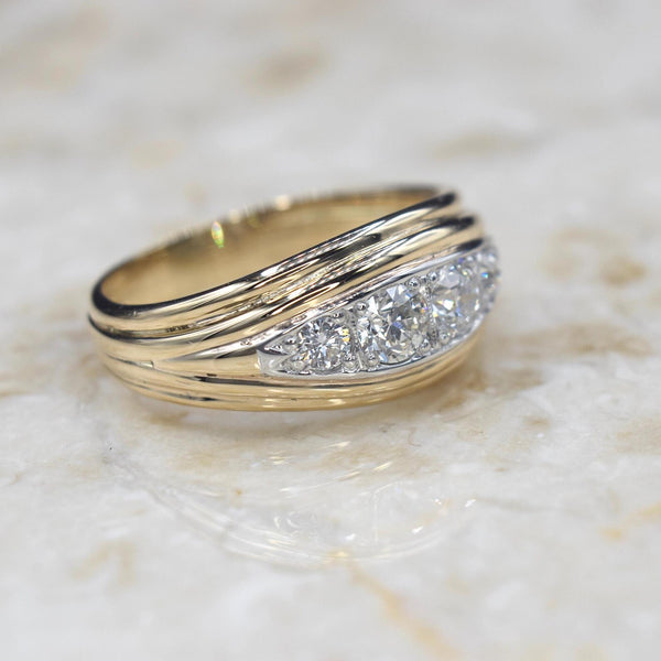 Vintage Mid-Century 14k Gold Ring with .60 ctw Old European Cut Diamonds