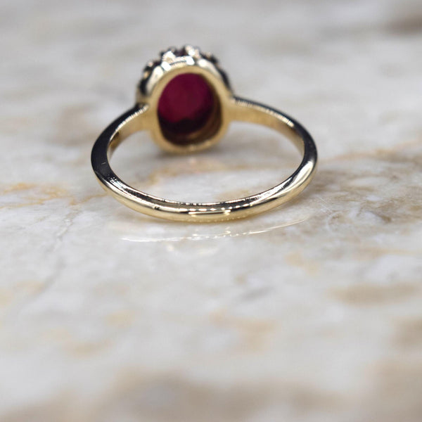 Vintage 14k Gold Lab Ruby Solitaire Ring c.1960s