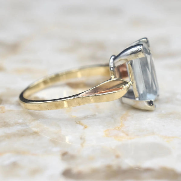 Vintage Mid-Century 14k Gold 3.70 ct Aquamarine Ring