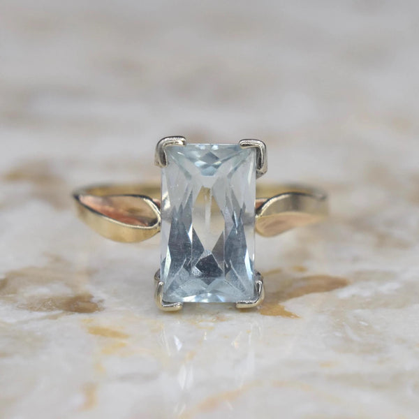 Vintage Mid-Century 14k Gold 3.70 ct Aquamarine Ring