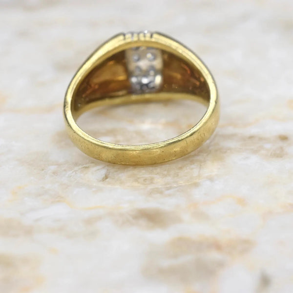 Vintage Domed 18k Gold and Diamond Ring English 1976