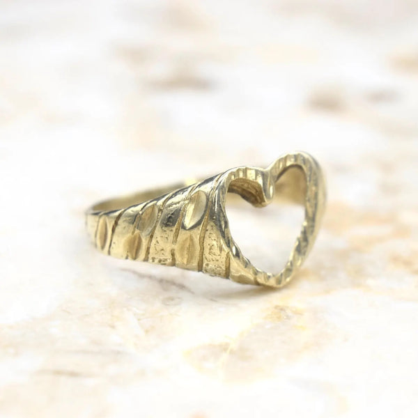 Vintage 14k Gold Open Heart Ring