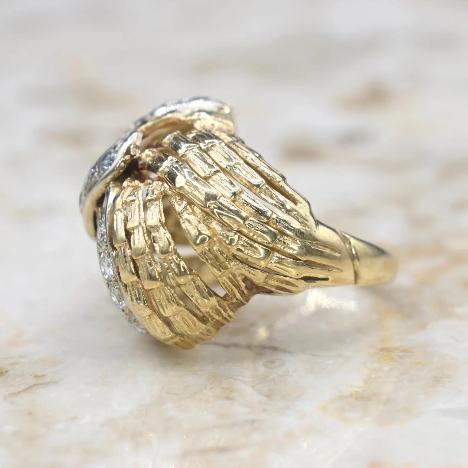 Vintage 14k White Gold and Diamond Cocktail Ring c.1960s