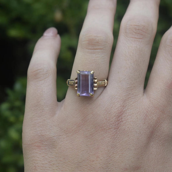 Vintage 14k Gold Amethyst Ring c.1940s