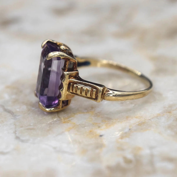 Vintage 14k Gold Amethyst Ring c.1940s