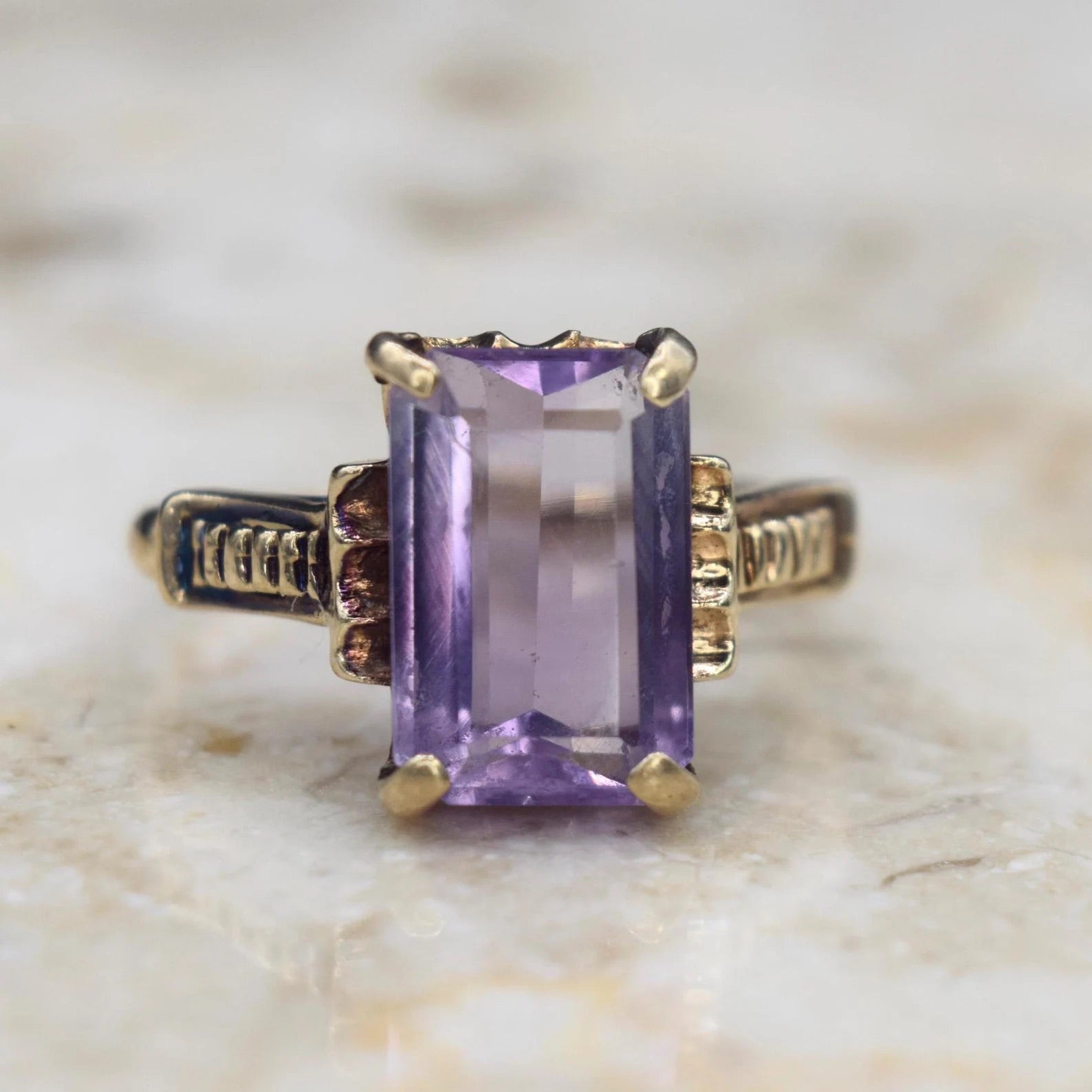 Vintage 14k Gold Amethyst Ring c.1940s