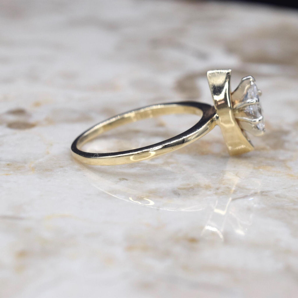 Vintage 14k Gold .50 ct Marquise Cut Diamond Ring c.1970s