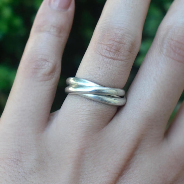 Vintage Mexican Sterling Silver Rolling Band Ring c.1970s