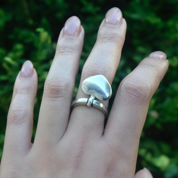 Vintage Sterling Silver Kinetic Heart Ring