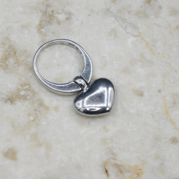 Vintage Sterling Silver Kinetic Heart Ring