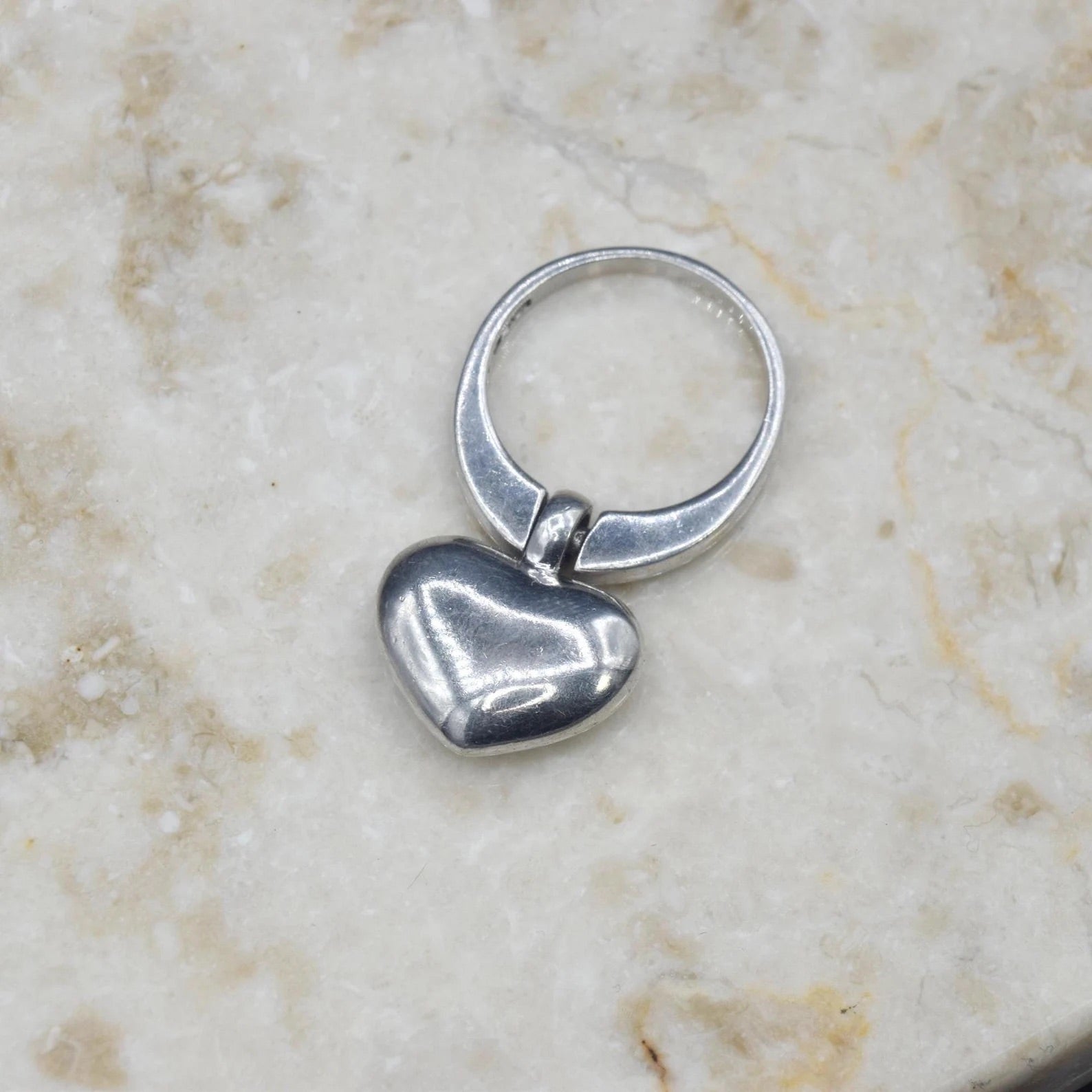 Vintage Sterling Silver Kinetic Heart Ring