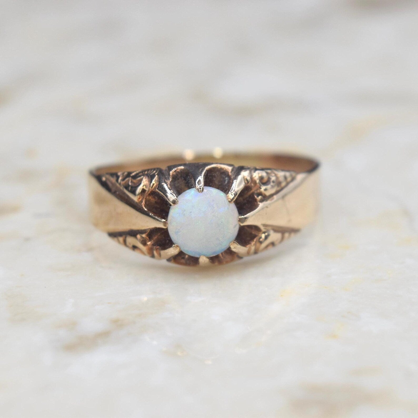 Antique Victorian 14k Gold Opal Ring c.1880s