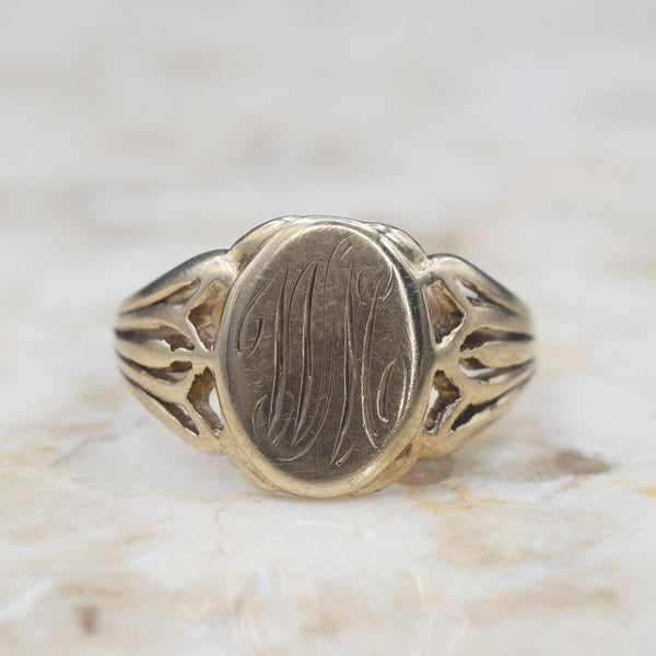 Antique 14k Gold Signet Ring W.M. C.1900