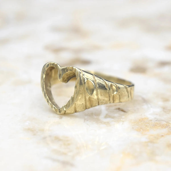 Vintage 14k Gold Open Heart Ring