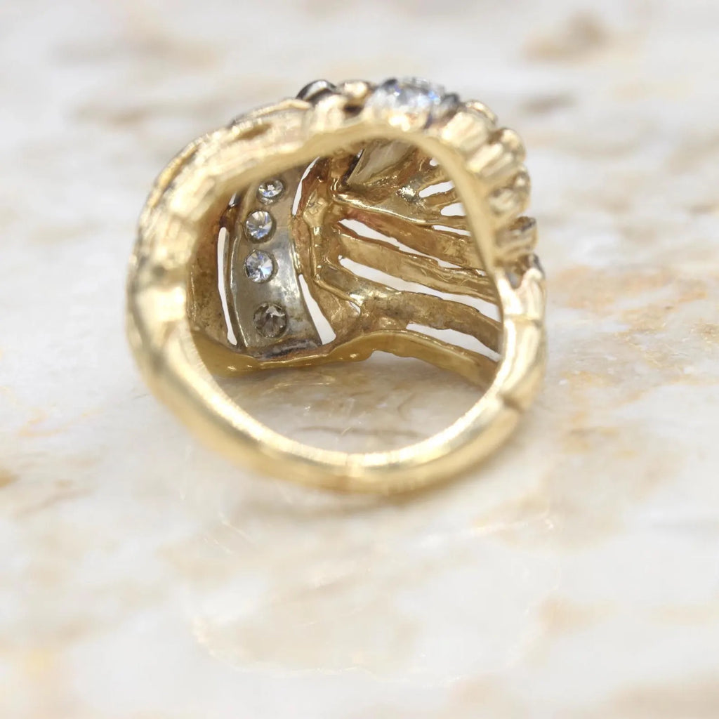 Vintage 14k White Gold and Diamond Cocktail Ring c.1960s