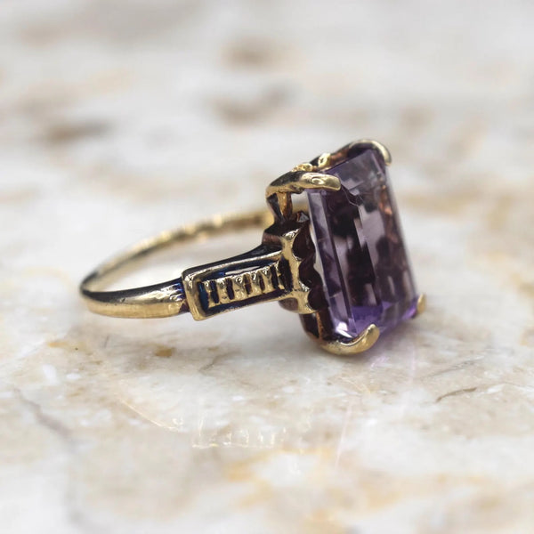 Vintage 14k Gold Amethyst Ring c.1940s