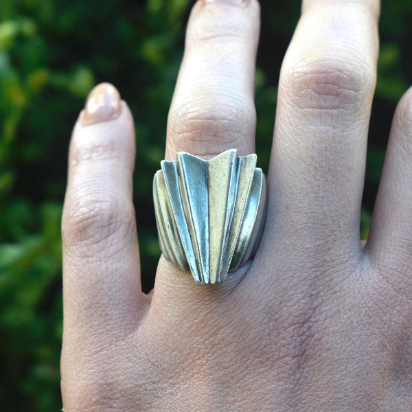 Vintage Art Deco Sterling Silver Geometric Ring c.1930s