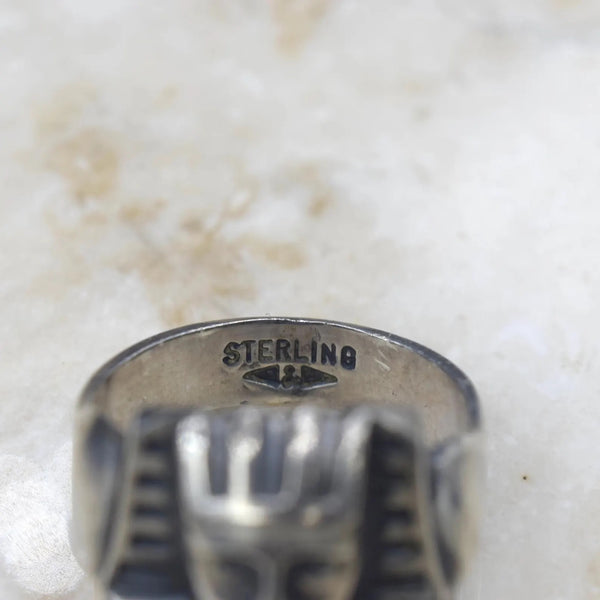 Antique Art Deco Egyptian Revival Sterling Silver Pharaoh Ring