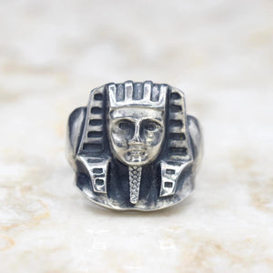 Antique Art Deco Egyptian Revival Sterling Silver Pharaoh Ring