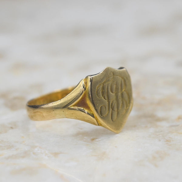 Antique 18k Gold Signet Ring T.J.B. English Hallmarks 1904