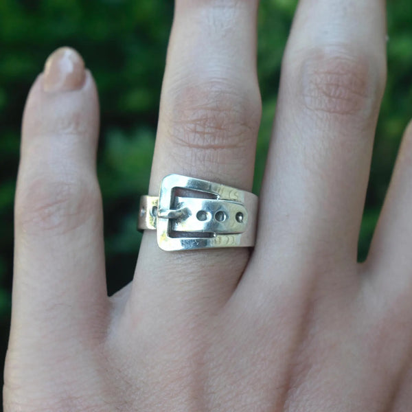 Vintage Mexican Silver Buckle Ring c.1970s