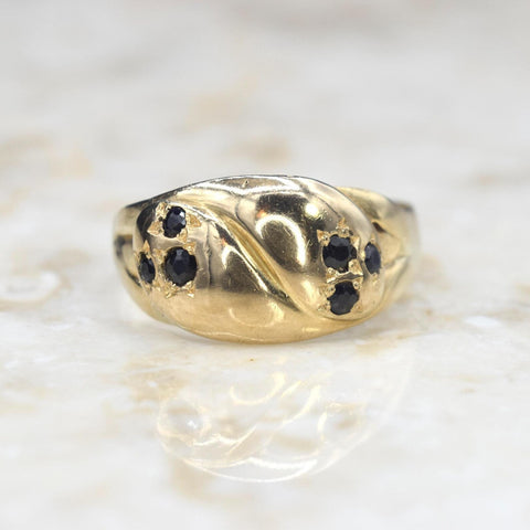 Antique Victorian 18k Gold and Sapphire Double Head Snake Ring c.1890s