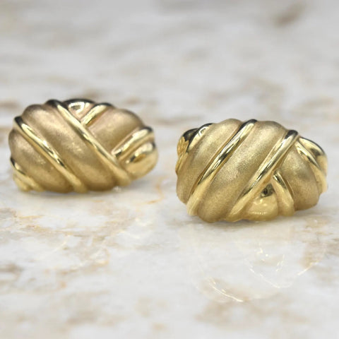 Vintage Puffed 14k Gold Earrings c.1980s