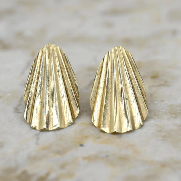 Vintage 14k Gold Shell Earrings c.1980s