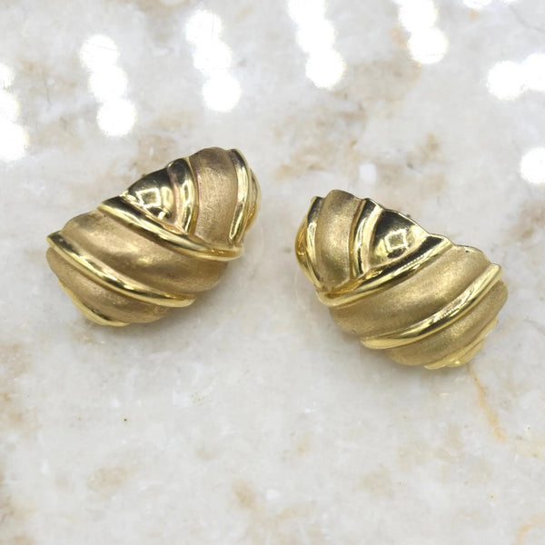 Vintage Puffed 14k Gold Earrings c.1980s