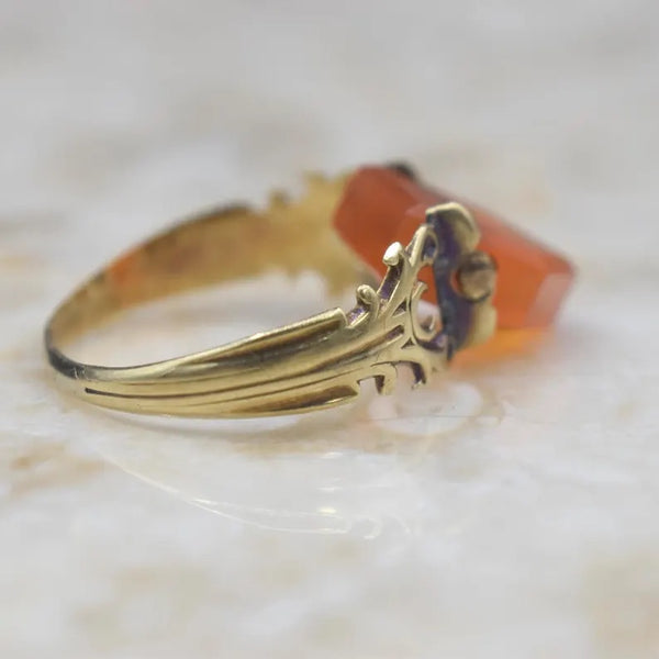 Antique Georgian 14k Gold Carnelian “PAIX” Spinner Ring c.1830