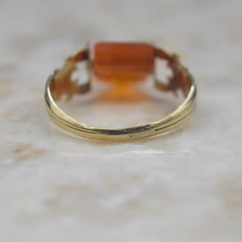 Antique Georgian 14k Gold Carnelian “PAIX” Spinner Ring c.1830